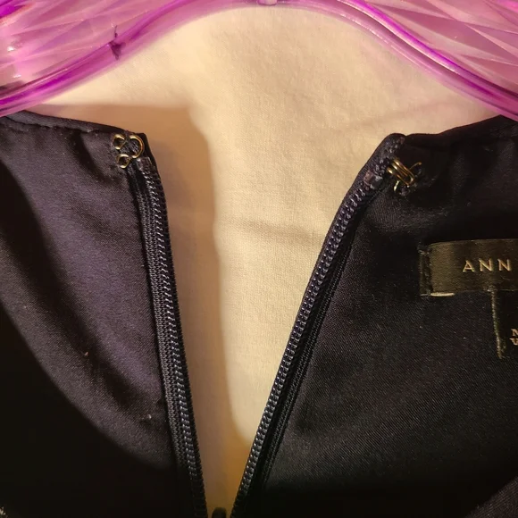 Ann Taylor navy blue & blue floral print woven fit and flare midi dress Size 6 - Picture 4 of 10